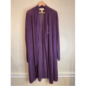 Ronit Zilkha Linen Full Length Open Cardigan Women's Size Medium Purple